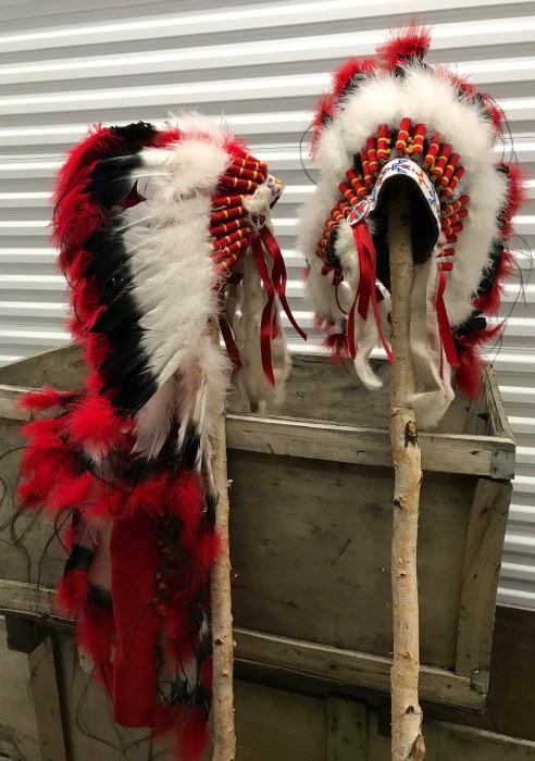 Headdress #5 Alliance Chief Adult 1 Kid _ Four Feather Nation Storage Unit October 2017 _IMG_5112