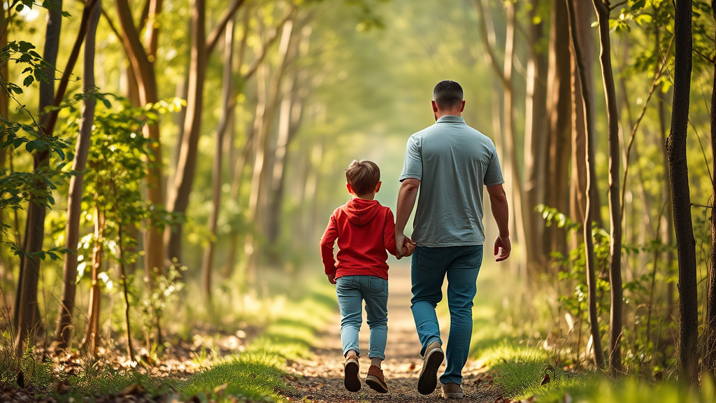 Father and Child Camping